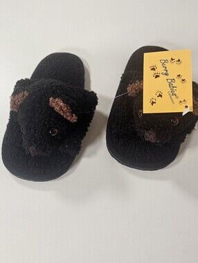 Berry Babies Huckleberry Cozy Black Bear Slippers Kids Nwt